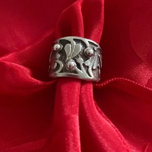 SILPADA sterling silver FLORAL VINE HOLY TRINITY Wide Ring. Sz 6.